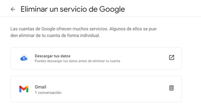 Eliminar un servicio de Google