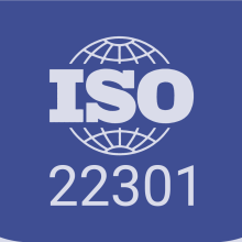ISO 22301 ziurtagiriaren irudia, urdinez - ISO 22301 ziurtagiria
